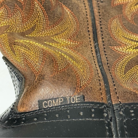 Justin Boots Black and Brown Western Composite Toe WK4818 Men’s Size 12D - Picture 7 of 12